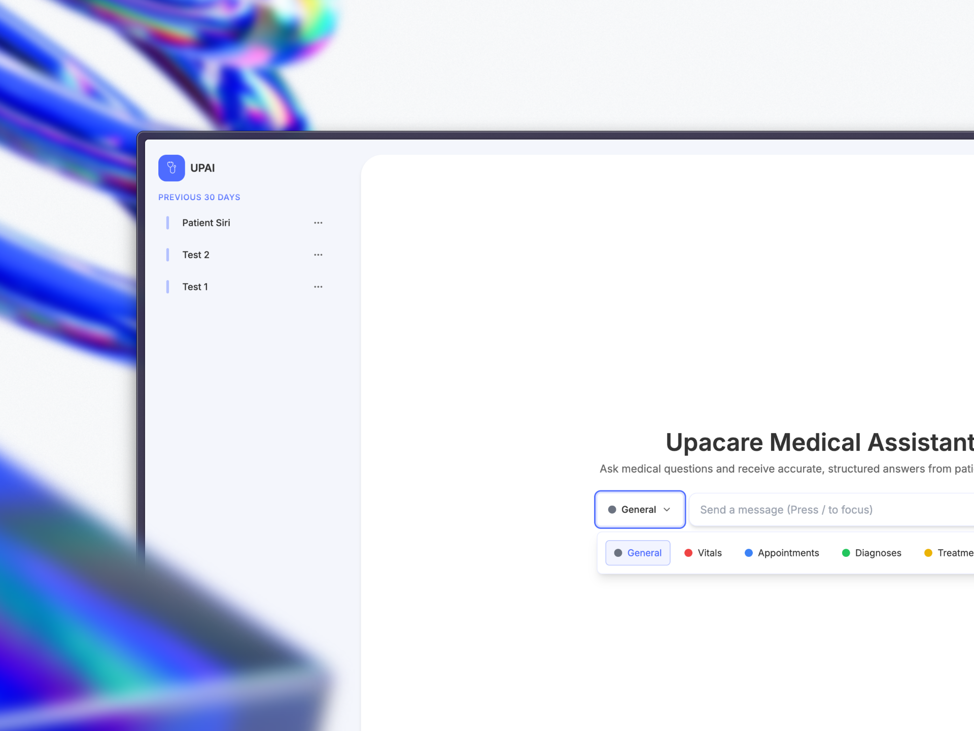 Alternative view of Context-aware Data-Driven Medical Assistant project highlighting key features